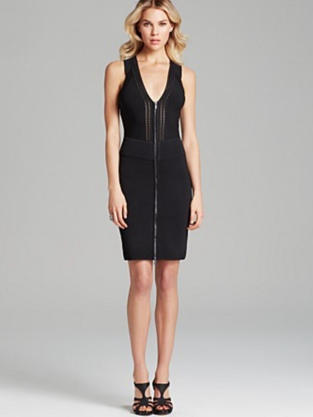 DVF Barcelona Rib Knit Zip-Front Bodycon Dress
